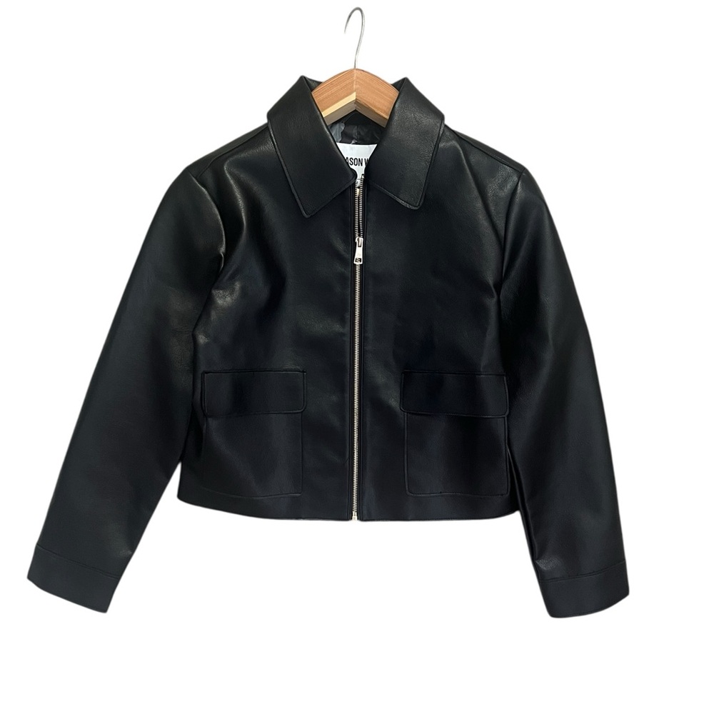 Jason Wu Cropped Faux Leather Zip Up Jacket (NWT) Medium
